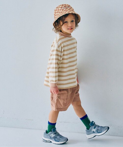 p.premier（ピードットプルミエ）の「先染めボーダー長袖Tシャツ（Tシャツ/カットソー・キッズ・サックスブルー/ブルー/ベージュ/ブラウン/ピンク・80/90/100/110/120/130/140）」の7枚目の写真