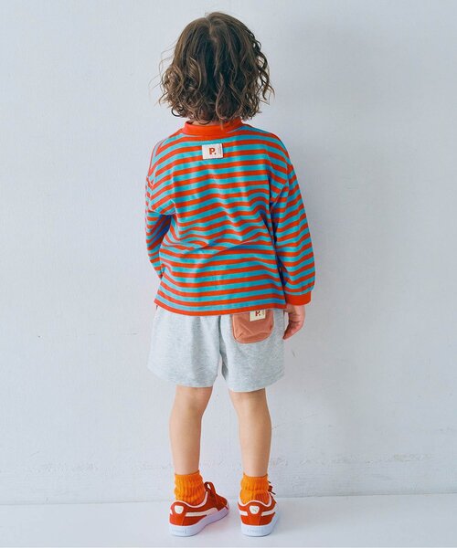 p.premier（ピードットプルミエ）の「先染めボーダー長袖Tシャツ（Tシャツ/カットソー・キッズ・サックスブルー/ブルー/ベージュ/ブラウン/ピンク・80/90/100/110/120/130/140）」の10枚目の写真