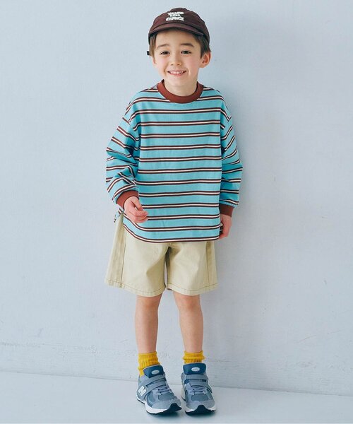 p.premier（ピードットプルミエ）の「先染めボーダー長袖Tシャツ（Tシャツ/カットソー・キッズ・サックスブルー/ブルー/ベージュ/ブラウン/ピンク・80/90/100/110/120/130/140）」の15枚目の写真