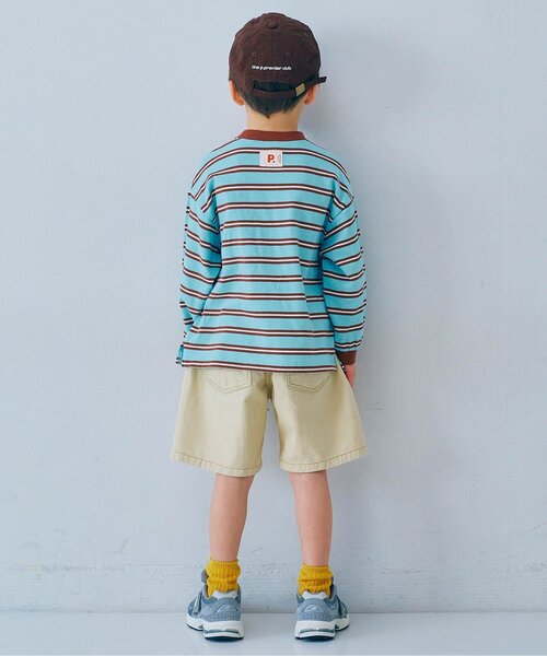 p.premier（ピードットプルミエ）の「先染めボーダー長袖Tシャツ（Tシャツ/カットソー・キッズ・サックスブルー/ブルー/ベージュ/ブラウン/ピンク・80/90/100/110/120/130/140）」の16枚目の写真