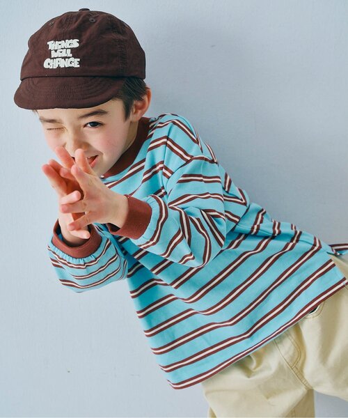 p.premier（ピードットプルミエ）の「先染めボーダー長袖Tシャツ（Tシャツ/カットソー・キッズ・サックスブルー/ブルー/ベージュ/ブラウン/ピンク・80/90/100/110/120/130/140）」の17枚目の写真