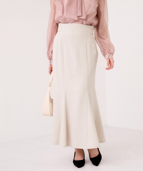 VIS（ビス）の「美easyリネンライクマーメイドスカート/イージーケア・接触冷感・セットアップ対応（スカート・レディース・ピンク/グレー/ブラック/キナリ・M/S/SS/L）」の2枚目の写真