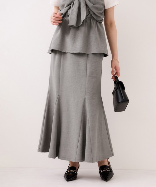 VIS（ビス）の「美easyリネンライクマーメイドスカート/イージーケア・接触冷感・セットアップ対応（スカート・レディース・ピンク/グレー/ブラック/キナリ・M/S/SS/L）」の7枚目の写真