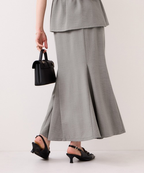 VIS（ビス）の「美easyリネンライクマーメイドスカート/イージーケア・接触冷感・セットアップ対応（スカート・レディース・ピンク/グレー/ブラック/キナリ・M/S/SS/L）」の5枚目の写真