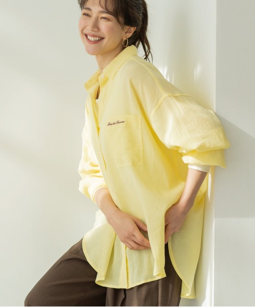 SHOO・LA・RUE(シューラルー)の「お袖リブ楊柳オーバーシャツ(シャツ/ブラウス・レディース・ピンク/ホワイト/サックスブルー/イエロー系その他・00)」の4枚目の写真