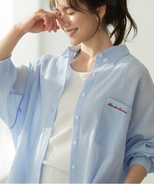 SHOO・LA・RUE(シューラルー)の「お袖リブ楊柳オーバーシャツ(シャツ/ブラウス・レディース・ピンク/ホワイト/サックスブルー/イエロー系その他・00)」の3枚目の写真