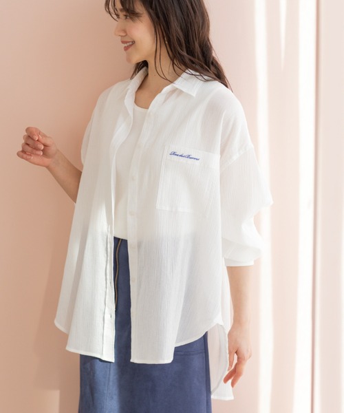 SHOO・LA・RUE(シューラルー)の「お袖リブ楊柳オーバーシャツ(シャツ/ブラウス・レディース・ピンク/ホワイト/サックスブルー/イエロー系その他・00)」の7枚目の写真