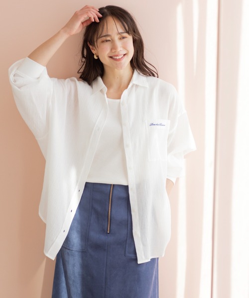 SHOO・LA・RUE(シューラルー)の「お袖リブ楊柳オーバーシャツ(シャツ/ブラウス・レディース・ピンク/ホワイト/サックスブルー/イエロー系その他・00)」の8枚目の写真