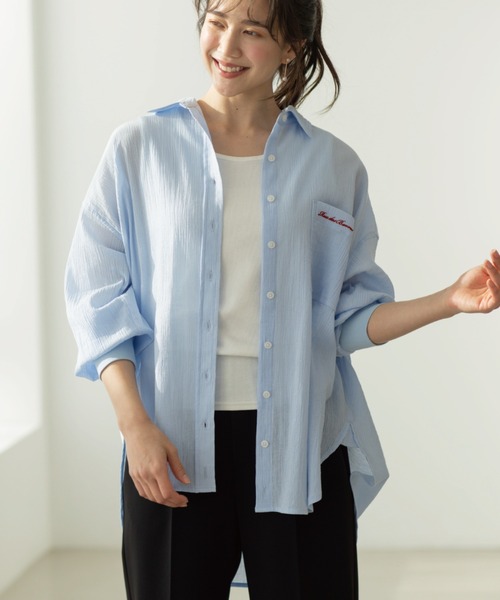 SHOO・LA・RUE(シューラルー)の「お袖リブ楊柳オーバーシャツ(シャツ/ブラウス・レディース・ピンク/ホワイト/サックスブルー/イエロー系その他・00)」の10枚目の写真