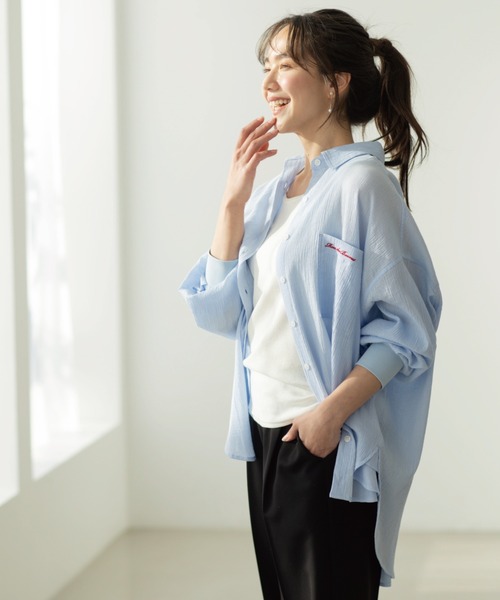 SHOO・LA・RUE(シューラルー)の「お袖リブ楊柳オーバーシャツ(シャツ/ブラウス・レディース・ピンク/ホワイト/サックスブルー/イエロー系その他・00)」の11枚目の写真