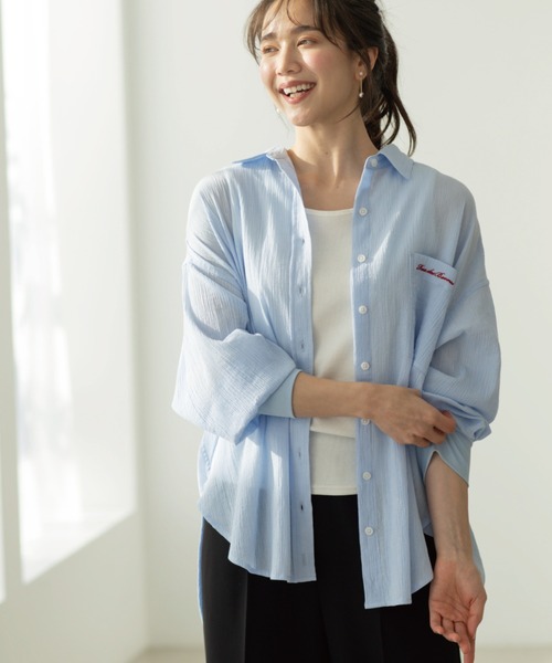 SHOO・LA・RUE(シューラルー)の「お袖リブ楊柳オーバーシャツ(シャツ/ブラウス・レディース・ピンク/ホワイト/サックスブルー/イエロー系その他・00)」の12枚目の写真