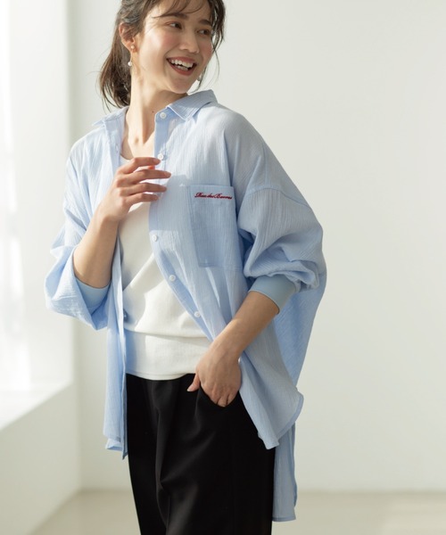 SHOO・LA・RUE(シューラルー)の「お袖リブ楊柳オーバーシャツ(シャツ/ブラウス・レディース・ピンク/ホワイト/サックスブルー/イエロー系その他・00)」の13枚目の写真