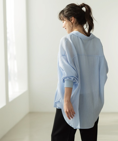 SHOO・LA・RUE(シューラルー)の「お袖リブ楊柳オーバーシャツ(シャツ/ブラウス・レディース・ピンク/ホワイト/サックスブルー/イエロー系その他・00)」の14枚目の写真