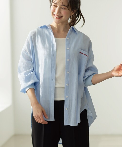 SHOO・LA・RUE(シューラルー)の「お袖リブ楊柳オーバーシャツ(シャツ/ブラウス・レディース・ピンク/ホワイト/サックスブルー/イエロー系その他・00)」の15枚目の写真