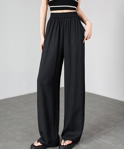 SallyLunn(サリーラン)の「ナチュラルタッチイージーワイドパンツ(その他パンツ・レディース・ブラック/ベージュ・LARGE/MEDIUM)」の2枚目の写真