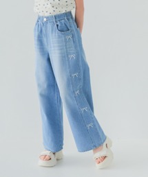 L.COPECK（エルコペック）の「リボン刺しゅうコットンデニムワイドパンツ（デニムパンツ）」