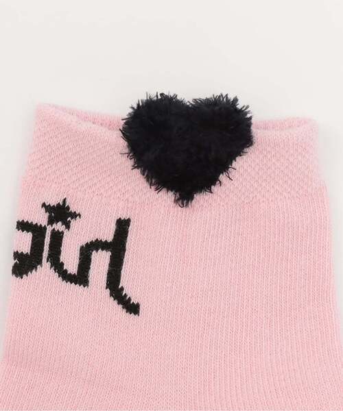 X-girl Stages（エックスガールステージス）の「【人気商品再入荷】【直営店で取り扱い無し】立体ハートロゴショートソックス（ソックス/靴下・キッズ・ピンク/オフホワイト/ブラック・13-15cm/17-19cm/19-21cm/15-17cm）」の5枚目の写真