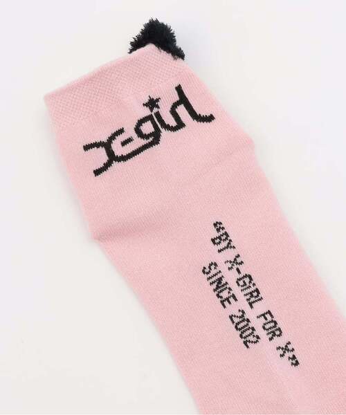 X-girl Stages（エックスガールステージス）の「【人気商品再入荷】【直営店で取り扱い無し】立体ハートロゴショートソックス（ソックス/靴下・キッズ・ピンク/オフホワイト/ブラック・13-15cm/17-19cm/19-21cm/15-17cm）」の6枚目の写真