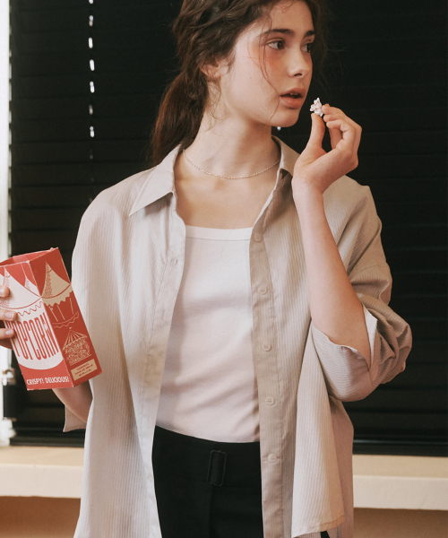 MALOUPE（マロップ）の「4114 シースルーシャツ（ベージュ）（シャツ/ブラウス・レディース・ベージュ・FREE）」の3枚目の写真