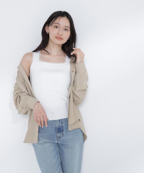 NATURAL BEAUTY BASIC(ナチュラルビューティーベーシック)の「◇前後2wayニットタンク(タンクトップ・レディース・オフホワイト/ブラウン/ブラック・FREE)」の2枚目の写真
