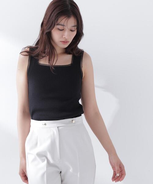 NATURAL BEAUTY BASIC(ナチュラルビューティーベーシック)の「◇前後2wayニットタンク(タンクトップ・レディース・オフホワイト/ブラウン/ブラック・FREE)」の1枚目の写真