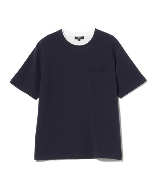BEAMS HEART(ビームスハート)の「【6/18値下げ】リップルダブルフェイス フェイクレイヤード Tシャツ(接触冷感・ユニセックス)(Tシャツ/カットソー・メンズ・ブラウン/ネイビー/ブラック・S/M/L/XL)」の3枚目の写真