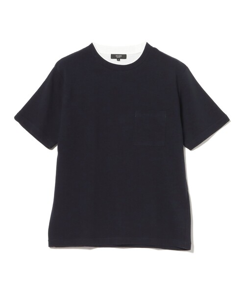BEAMS HEART(ビームスハート)の「【6/18値下げ】リップルダブルフェイス フェイクレイヤード Tシャツ(接触冷感・ユニセックス)(Tシャツ/カットソー・メンズ・ブラウン/ネイビー/ブラック・S/M/L/XL)」の2枚目の写真