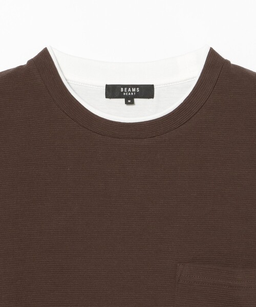 BEAMS HEART(ビームスハート)の「【6/18値下げ】リップルダブルフェイス フェイクレイヤード Tシャツ(接触冷感・ユニセックス)(Tシャツ/カットソー・メンズ・ブラウン/ネイビー/ブラック・S/M/L/XL)」の12枚目の写真