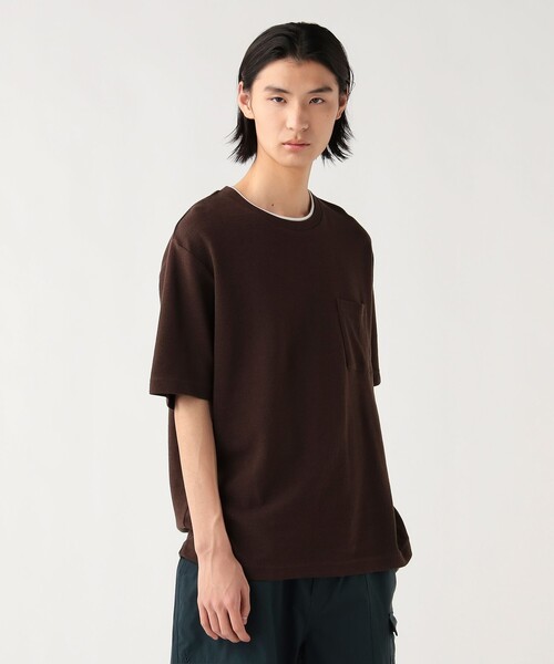 BEAMS HEART(ビームスハート)の「【6/18値下げ】リップルダブルフェイス フェイクレイヤード Tシャツ(接触冷感・ユニセックス)(Tシャツ/カットソー・メンズ・ブラウン/ネイビー/ブラック・S/M/L/XL)」の1枚目の写真