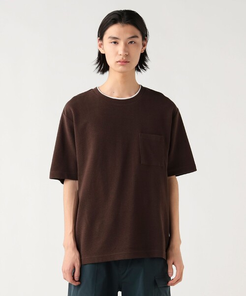 BEAMS HEART(ビームスハート)の「【6/18値下げ】リップルダブルフェイス フェイクレイヤード Tシャツ(接触冷感・ユニセックス)(Tシャツ/カットソー・メンズ・ブラウン/ネイビー/ブラック・S/M/L/XL)」の4枚目の写真