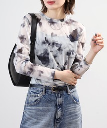 A.N.L（エーエヌエル　レーベル）の「A.N.L プリントチュールメッシュトップス長袖（Tシャツ/カットソー）」