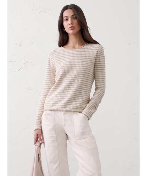 BANANA REPUBLIC FACTORY STORE(バナナリパブリック ファクトリーストア)の「BANANA REPUBLIC FACTORY STORE テクスチャーステッチ タイバック セーター(ニット/セーター・レディース・ネイビー/ホワイト系その他・L/M/S/XS)」の3枚目の写真