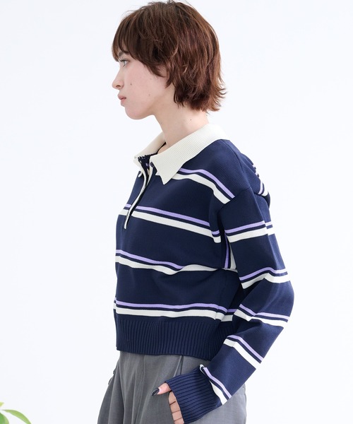 DAESE TOKYO(デセトウキョウ)の「『DAESE TOKYO/デセトウキョウ』ボーダーポロトップス(Tシャツ/カットソー・レディース・アイボリー/ネイビー/グレー・FREE)」の16枚目の写真