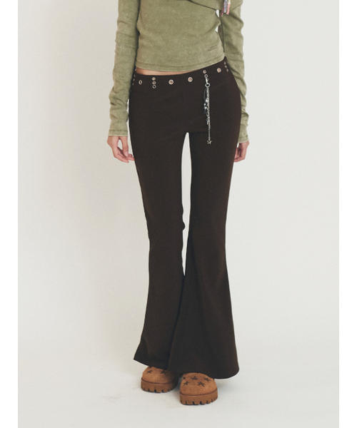 EYELET BOOTS CUT PANTS BROWN