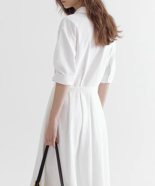 Fano Studios(ファノ ストゥディオズ)の「カシュクール風 レーストリム シャツワンピース FC26L009【Fano Studios】【2026SS】(ワンピース・レディース・ホワイト・L/M/S)」の3枚目の写真
