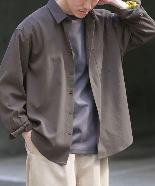 ITEMS URBANRESEARCH(アイテムズ アーバンリサーチ)の「ヨウリュウレギュラーカラー長袖シャツ(シャツ/ブラウス・メンズ・ネイビー/ダークグレー/オリーブ/ブラック・LARGE/MEDIUM)」の7枚目の写真