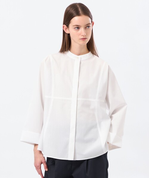 MACKINTOSH PHILOSOPHY（ﾏｯｷﾝﾄｯｼｭ ﾌｨﾛｿﾌｨｰ）の「【CRANWELL SHIRTS(クランウェルシャツ)】高密度タイプライター製（シャツ/ブラウス・レディース・ダークネイビー/ブラウン系その他4/オフホワイト・38）」の2枚目の写真