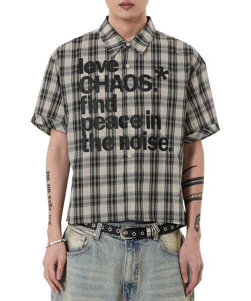 OY（オーワイ）の「『OY/オーワイ』LOVE CHAOS CHECK S/S SHIRT/ラブカオスチェックシャツ（シャツ/ブラウス・メンズ・ブラック/アイボリー・L/M）」の10枚目の写真