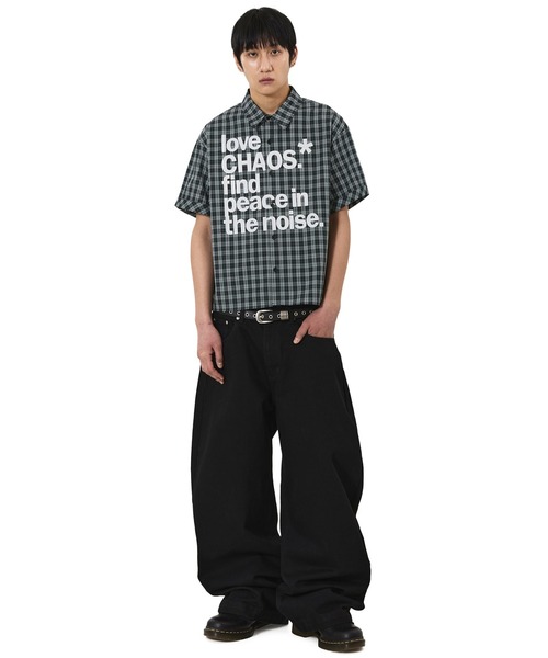 OY（オーワイ）の「『OY/オーワイ』LOVE CHAOS CHECK S/S SHIRT/ラブカオスチェックシャツ（シャツ/ブラウス・メンズ・ブラック/アイボリー・L/M）」の8枚目の写真