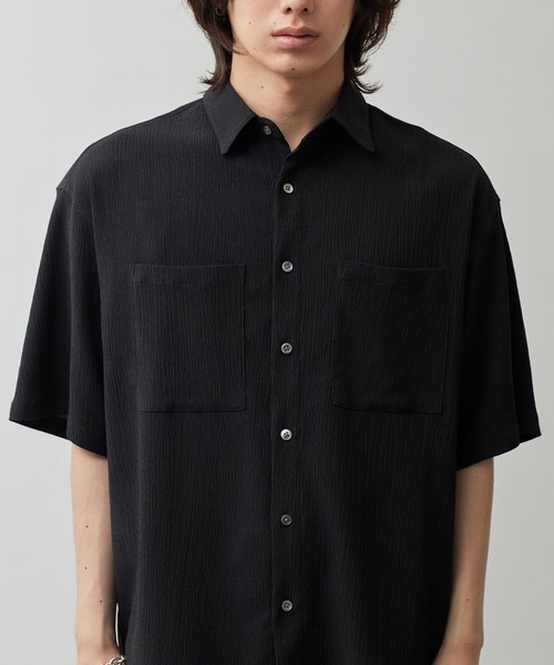 CALLNE(カルネ)の「【CALLNE】Tech Jacquard Half-Sleeve Box Shirt / テックジャガード半袖ボックスシャツ(吸水速乾、抗菌防臭)(シャツ/ブラウス・メンズ・ブラック・L/M)」の13枚目の写真