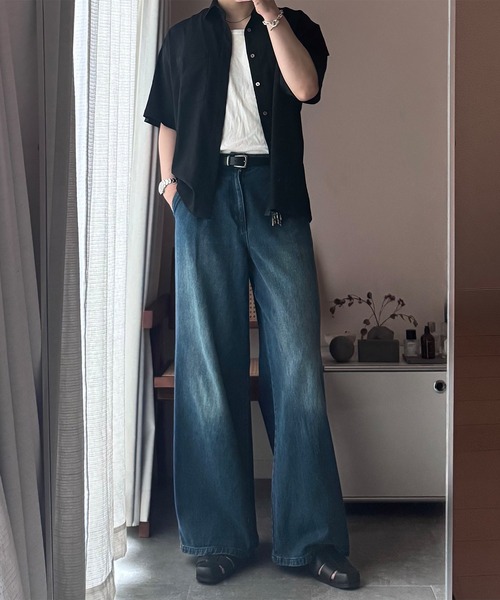 CALLNE(カルネ)の「【CALLNE】Tech Jacquard Half-Sleeve Box Shirt / テックジャガード半袖ボックスシャツ(吸水速乾、抗菌防臭)(シャツ/ブラウス・メンズ・ブラック・L/M)」の8枚目の写真