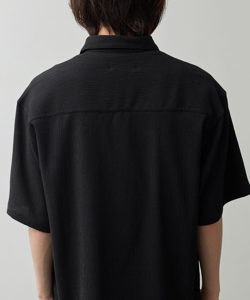 CALLNE(カルネ)の「【CALLNE】Tech Jacquard Half-Sleeve Box Shirt / テックジャガード半袖ボックスシャツ(吸水速乾、抗菌防臭)(シャツ/ブラウス・メンズ・ブラック・L/M)」の14枚目の写真