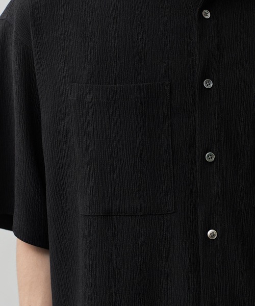 CALLNE(カルネ)の「【CALLNE】Tech Jacquard Half-Sleeve Box Shirt / テックジャガード半袖ボックスシャツ(吸水速乾、抗菌防臭)(シャツ/ブラウス・メンズ・ブラック・L/M)」の16枚目の写真