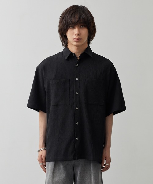 CALLNE(カルネ)の「【CALLNE】Tech Jacquard Half-Sleeve Box Shirt / テックジャガード半袖ボックスシャツ(吸水速乾、抗菌防臭)(シャツ/ブラウス・メンズ・ブラック・L/M)」の18枚目の写真