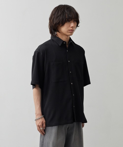 CALLNE(カルネ)の「【CALLNE】Tech Jacquard Half-Sleeve Box Shirt / テックジャガード半袖ボックスシャツ(吸水速乾、抗菌防臭)(シャツ/ブラウス・メンズ・ブラック・L/M)」の19枚目の写真