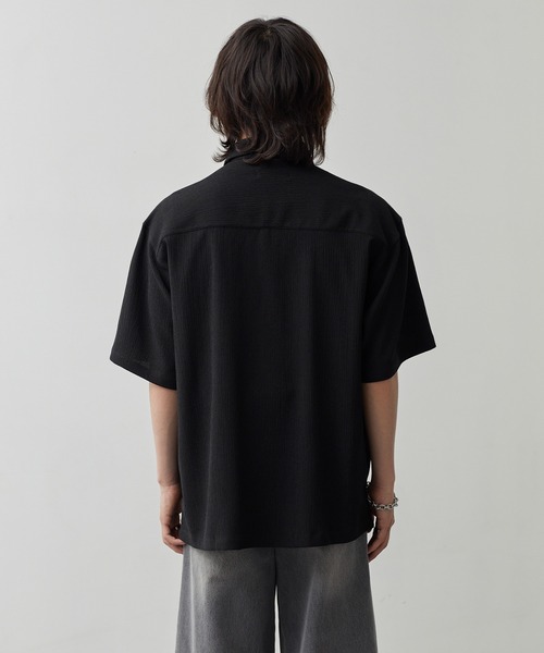 CALLNE(カルネ)の「【CALLNE】Tech Jacquard Half-Sleeve Box Shirt / テックジャガード半袖ボックスシャツ(吸水速乾、抗菌防臭)(シャツ/ブラウス・メンズ・ブラック・L/M)」の21枚目の写真