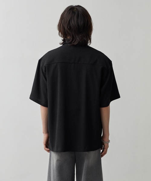CALLNE(カルネ)の「【CALLNE】Tech Jacquard Half-Sleeve Box Shirt / テックジャガード半袖ボックスシャツ(吸水速乾、抗菌防臭)(シャツ/ブラウス・メンズ・ブラック・L/M)」の22枚目の写真