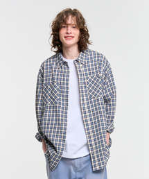 AECA（エイカ）の「PAINTED CHECK SHIRT-BLUE（シャツ/ブラウス）」