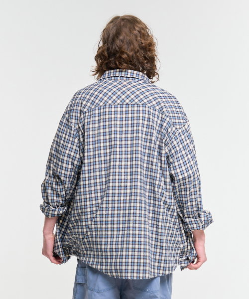 AECA（エイカ）の「PAINTED CHECK SHIRT-BLUE（シャツ/ブラウス・レディース・その他・S/M/L）」の15枚目の写真