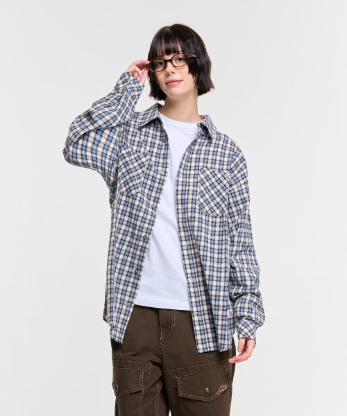 AECA（エイカ）の「PAINTED CHECK SHIRT-BLUE（シャツ/ブラウス・レディース・その他・S/M/L）」の16枚目の写真